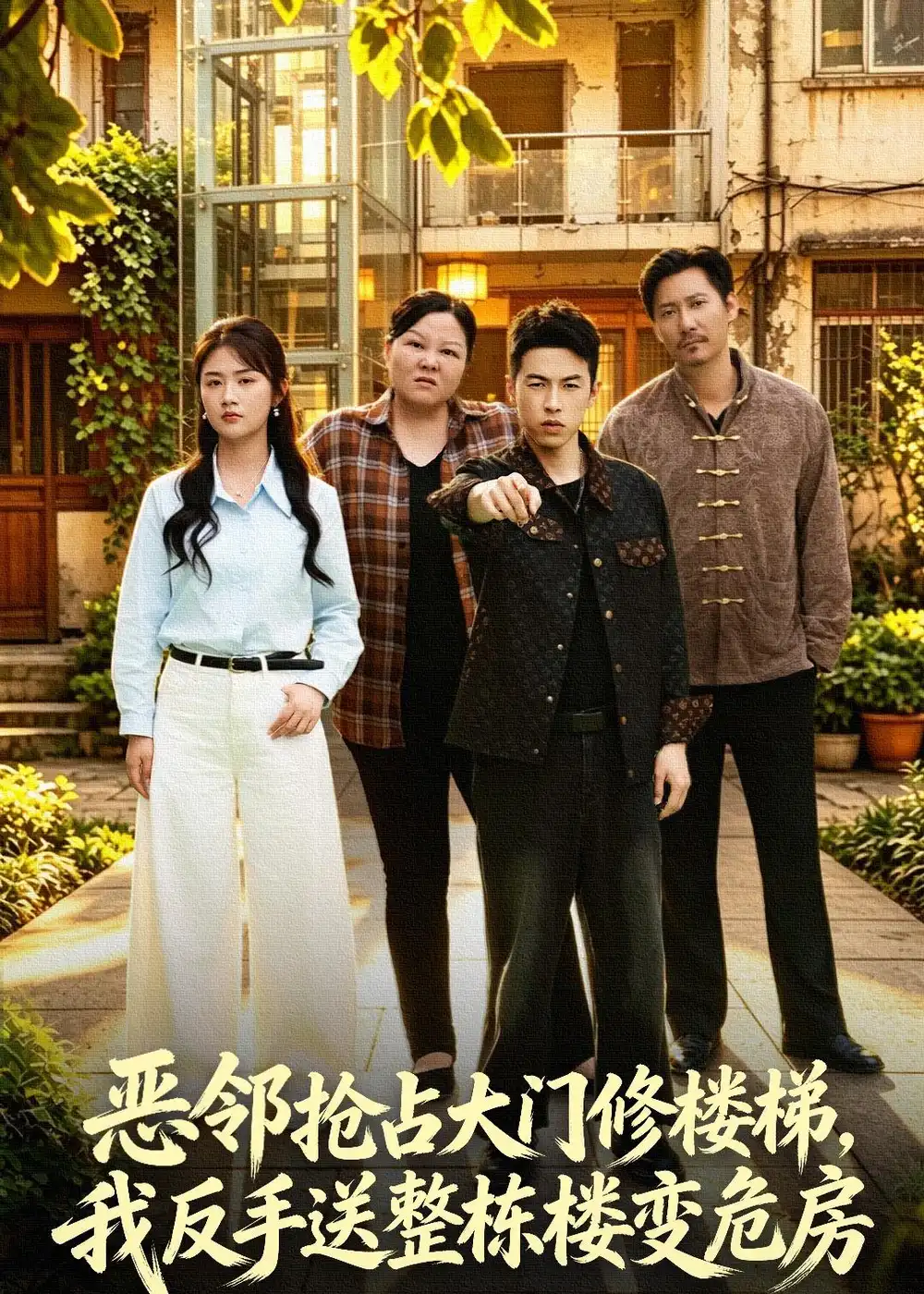 恶邻抢占大门修楼梯，我反手送整栋楼变危房&恶邻抢占大门修楼梯我反手送整栋楼变危房 - 短剧短剧海报图片