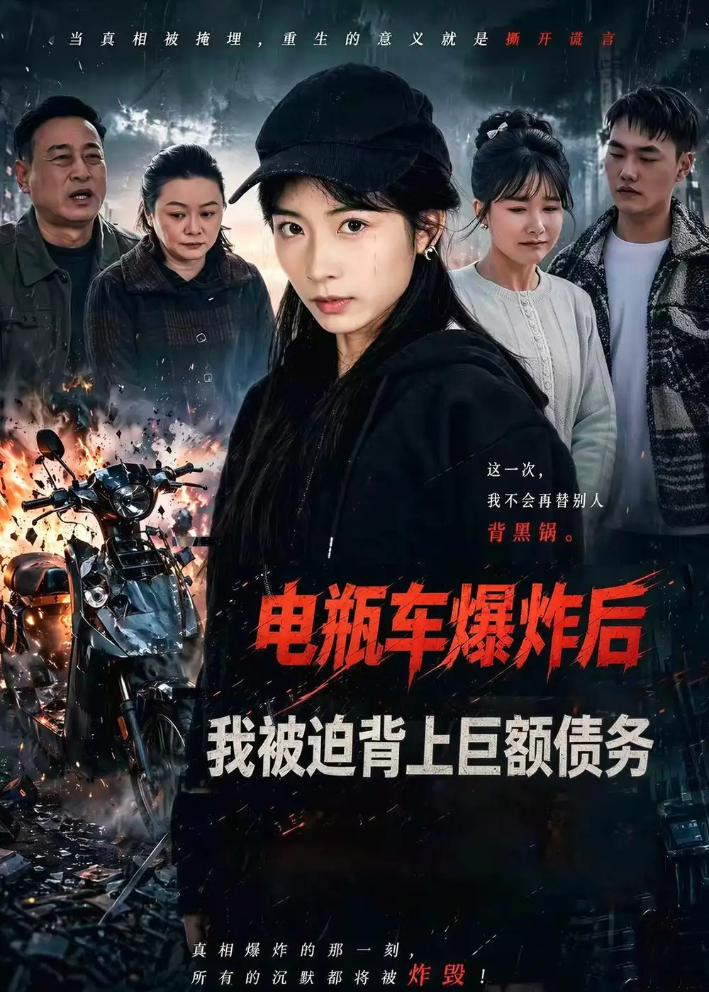 电瓶车爆炸后，我被迫背上巨额债务&电瓶车爆炸后我被迫背上巨额债务 - 短剧短剧海报图片