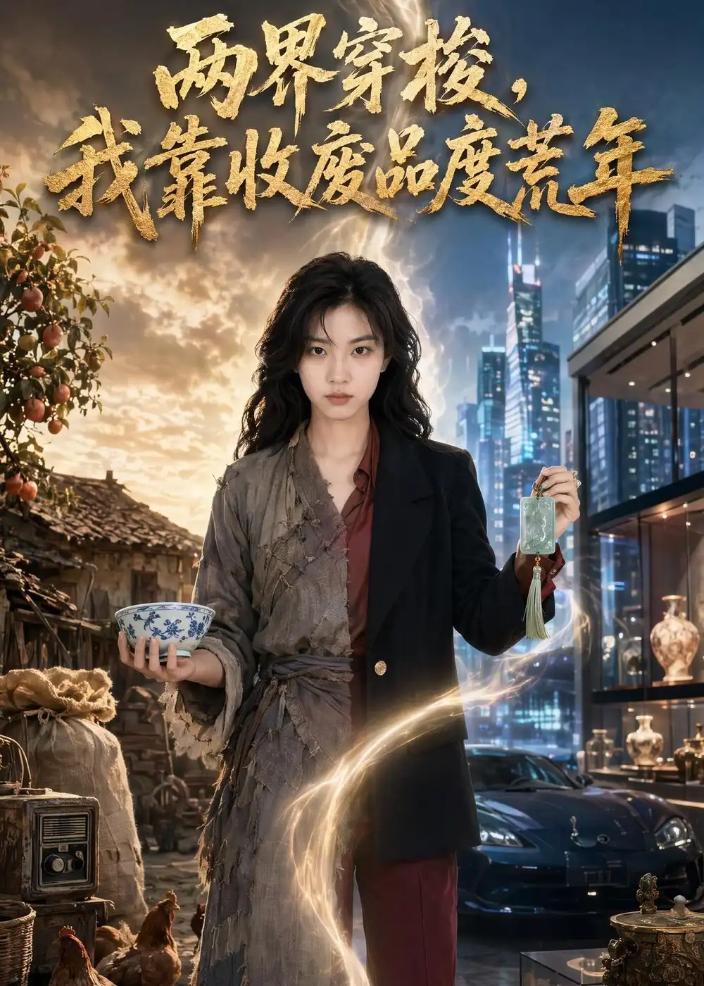 两界穿梭，我靠收废品度荒年&两界穿梭我靠收废品度荒年 - 短剧短剧海报图片