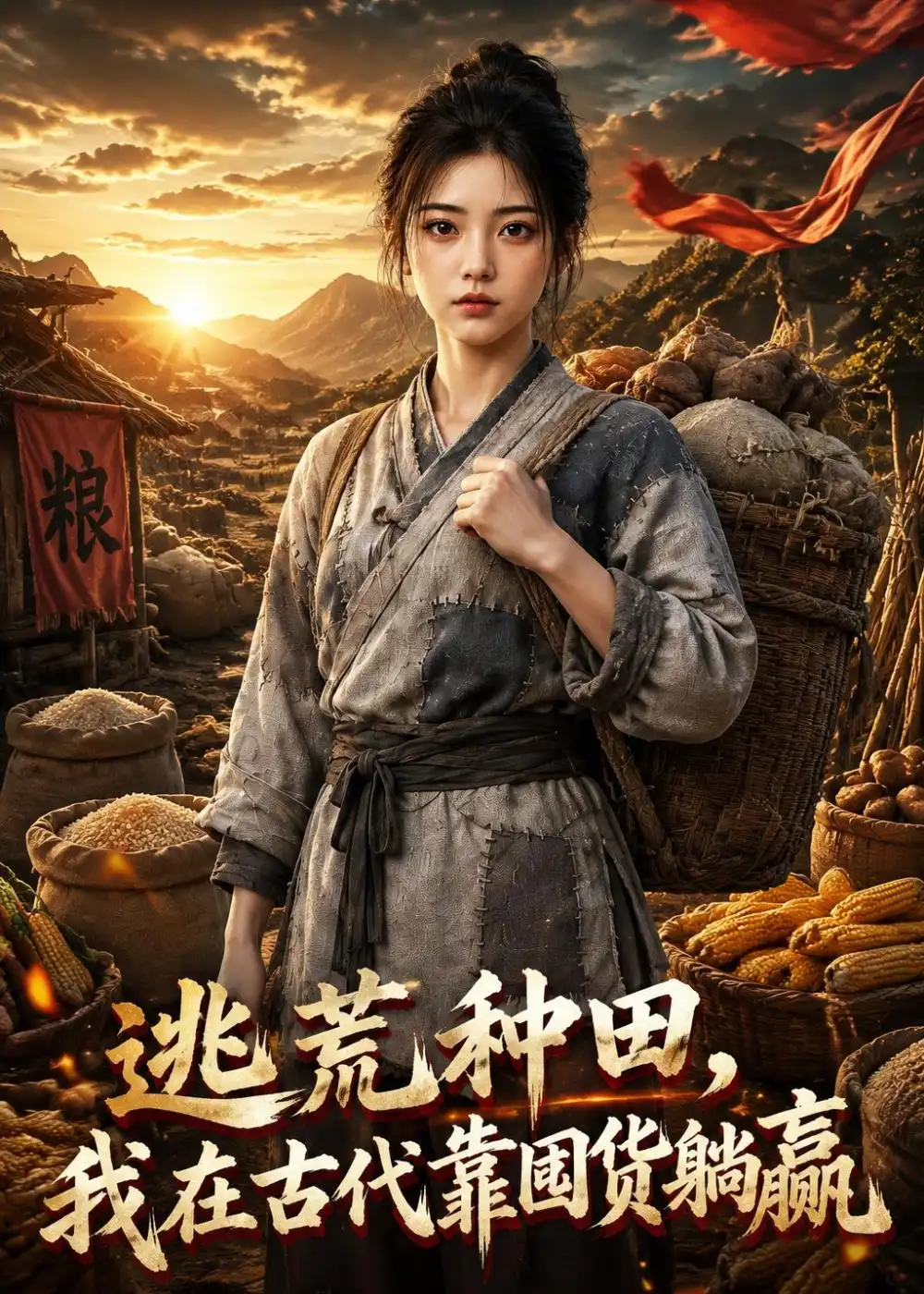 逃荒种田，我在古代靠囤货躺赢&逃荒种田我在古代靠囤货躺赢 - 短剧短剧海报图片