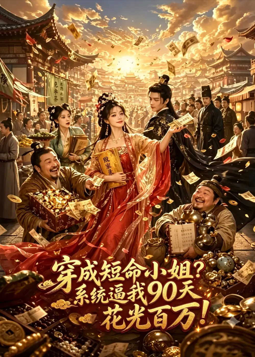 穿成短命小姐？系统逼我90天花光百万！&穿成短命小姐系统逼我90天花光百万 - 短剧短剧海报图片
