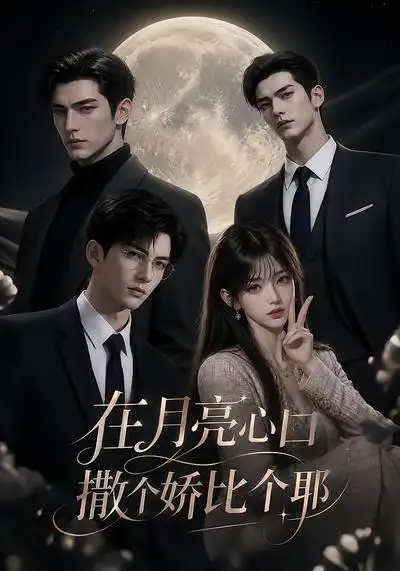 在月亮心口撒个娇比个耶