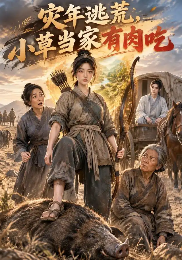 灾年逃荒,小草当家有肉吃
