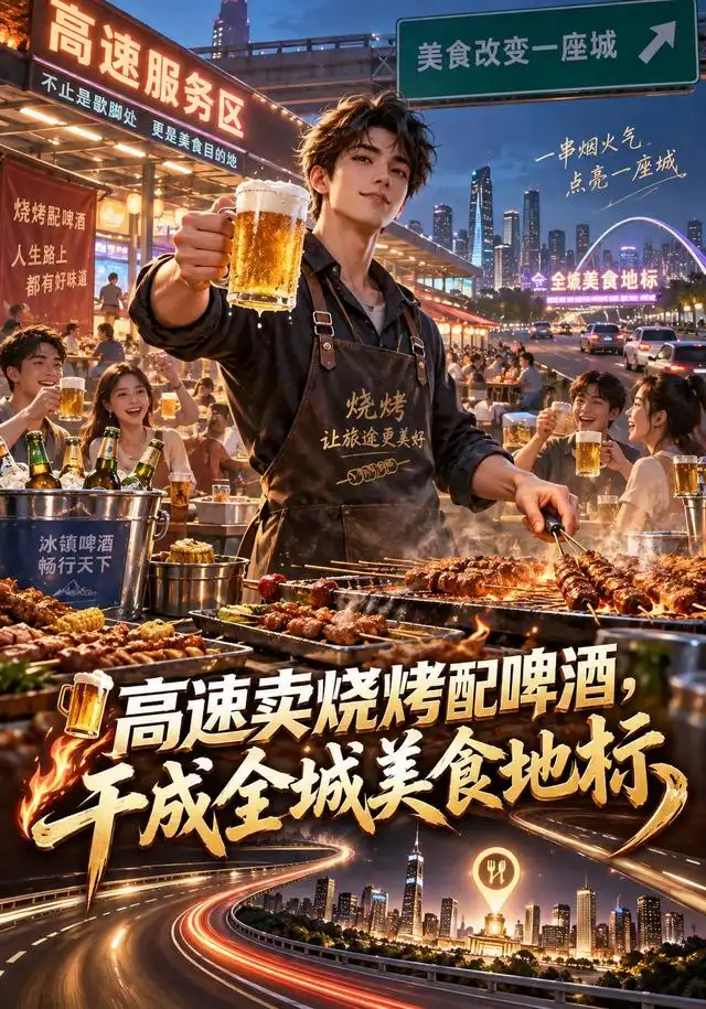 高速卖烧烤配啤酒,干成全城美食地标